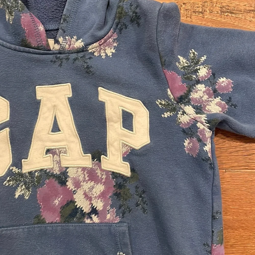 Gap Kids Girls Hooded Flowered Sweatshirt- Size Small